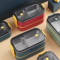stainless steel cute lunch box for kids food container storage boxs wheat straw material leak proof japanese style bento box