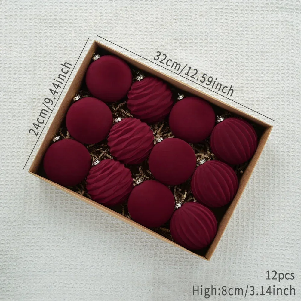 

Бархатные рождественские шары 12 шт.