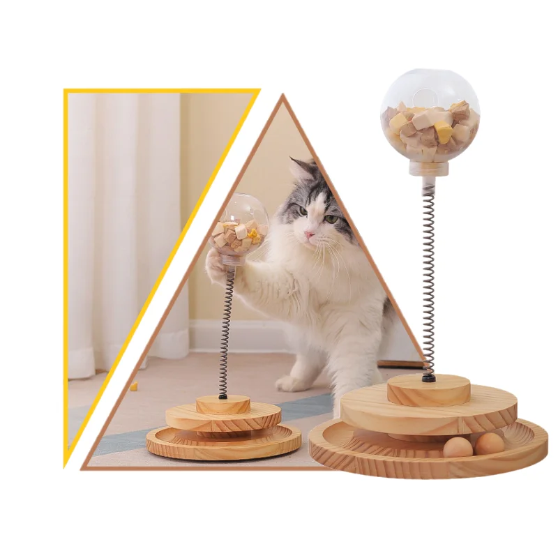 

Interactive Cat Puzzle Toys Educational Toy With Teaser Ball For Pet Training Indoor Roller Exerciser Leaking Cat Food Feeder