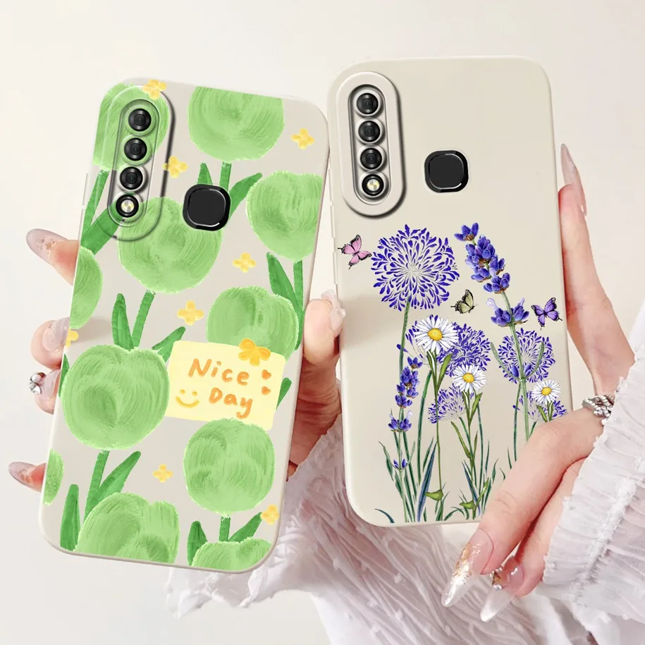 For Infinix Smart 3 Plus Case X627 Popular Flower Liquid Soft Silicone Phone Cases S4 X626B Smart3 Cover Fundas
