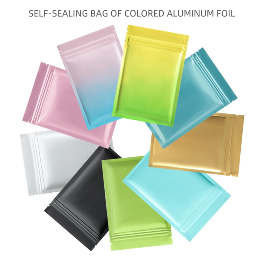 

100pcs Ziplock Bag Mylar Bags Aluminum Foil Flat Pouch Food Storage Smell Proof Package