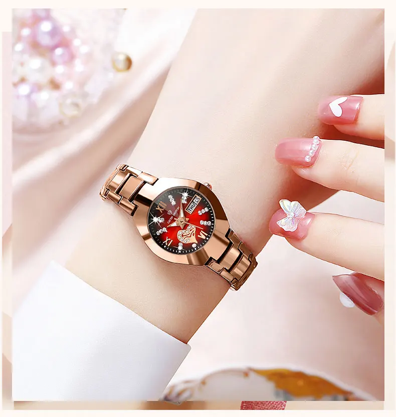 Фото Fashion Women's Watch Double Calendar Diamond Waterproof Glow-in-the-dark ladies Watch for Women №5