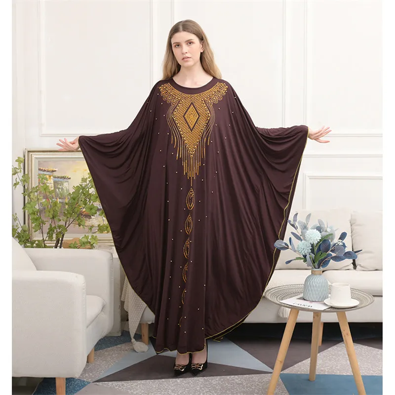 

Eid Ramadan Abaya Women Muslim Oversize Hijab Dress Dubai Kaftan Moroccan Caftan African Dashiki Diamonds Arabic Robe with Scarf