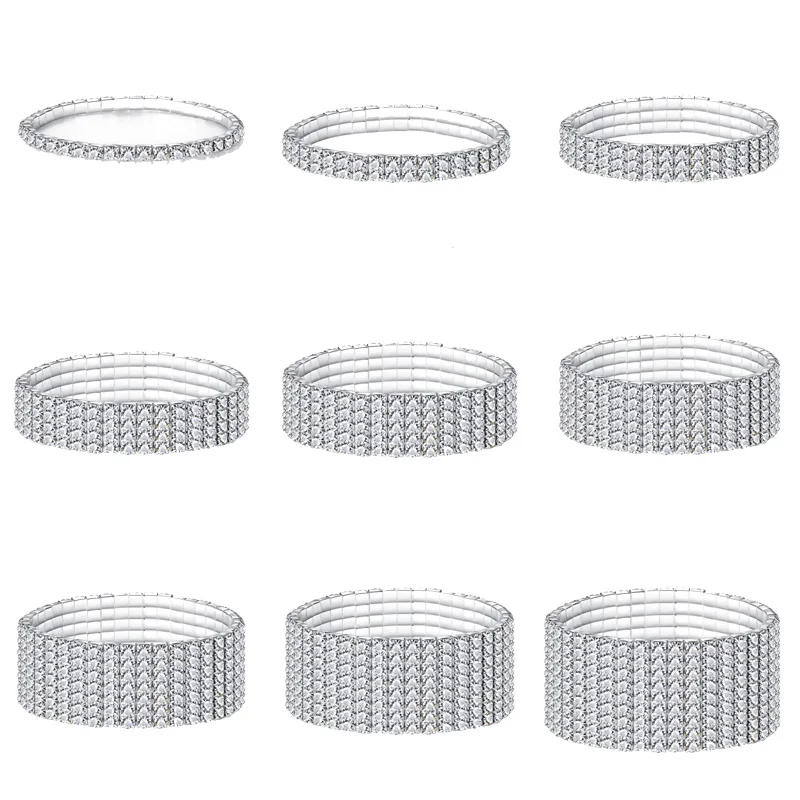 

10 Styles of Rhinestone Full Set Women's Bracelet Multi-layer Three-dimensional Adjustable Hand String New Bride Banquet Jewelry
