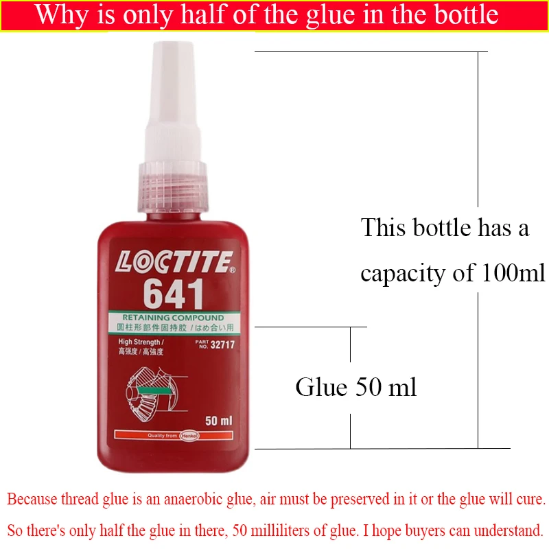 250 мл 50 Loctite 601 высокопрочный удерживающий клей с низкой вязкостью анаэробный