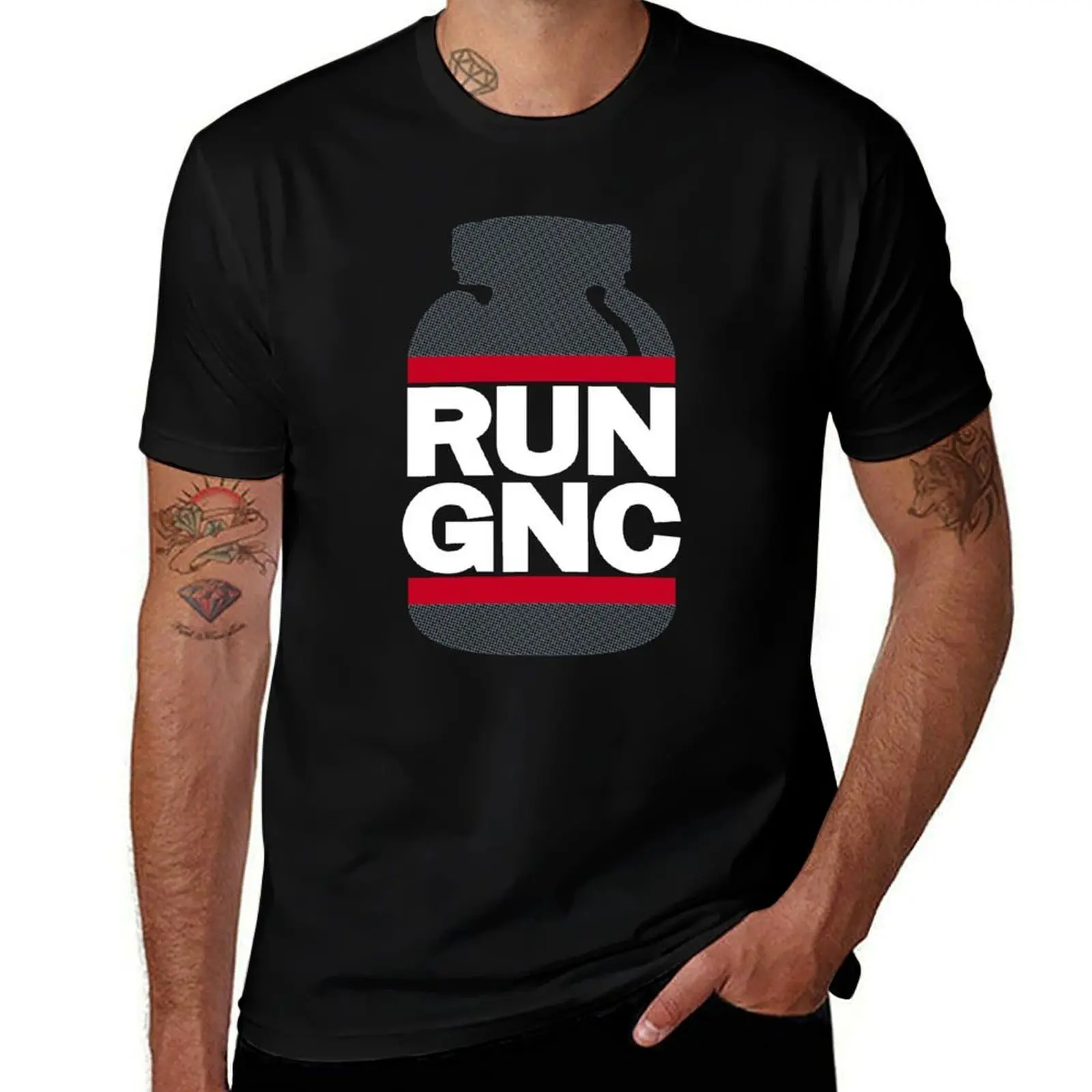 Фото Футболка RUN GNC черного цвета, повседневная одежда, топ с коротким рукавом. №1