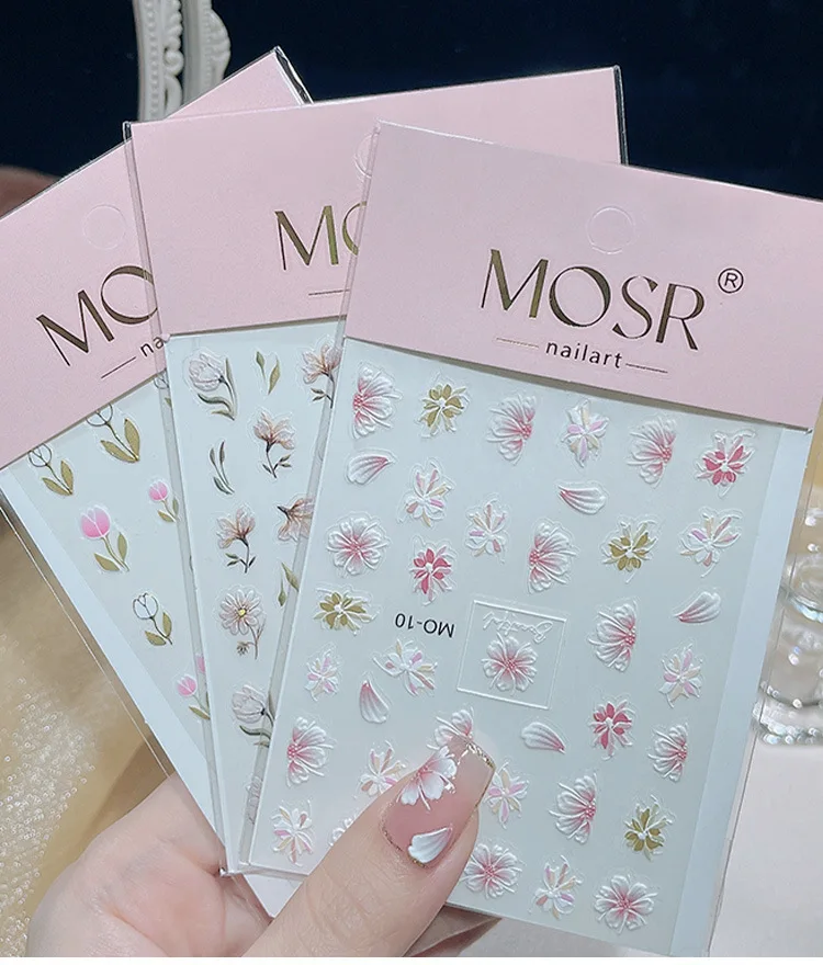 

Наклейка для дизайна ногтей с изображением Розовых Бабочек, набор из перламутрового материала, 3D рельефная трехмерная сетчатая аппликация для ногтей в стиле знаменитостей