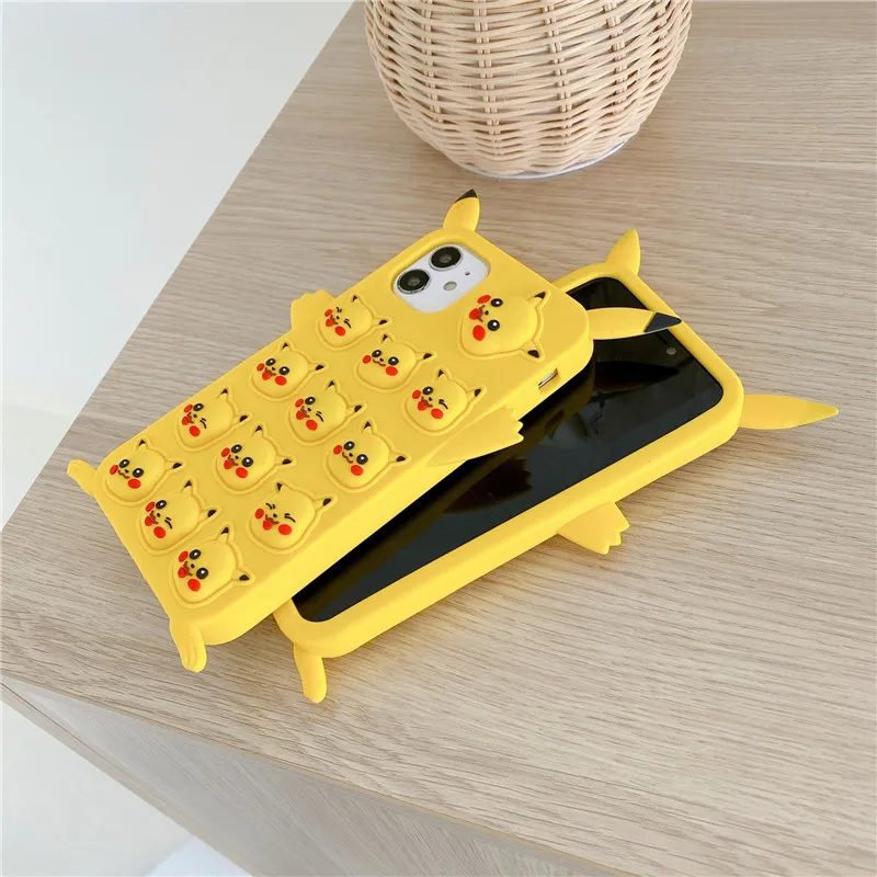 Творческий чехол Pokemon для снятия стресса для Iphone 12 11 Pro X XR XS Max 6 6s 7 8 Plus Fidget Toys Push Bubble Silicone on.