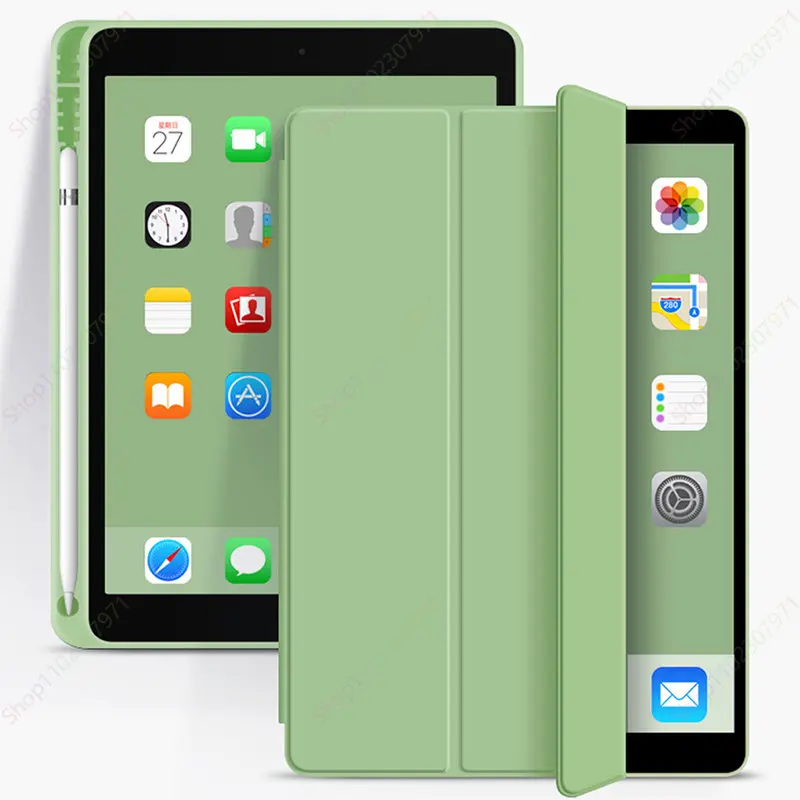 

Новинка, чехол Funda для ipad 9 поколения с держателем для карандашей, ipad 10,2 дюйма, iPad 9, 8, 7, подставка тройного сложения, умная Подставка для iPad air 5-...