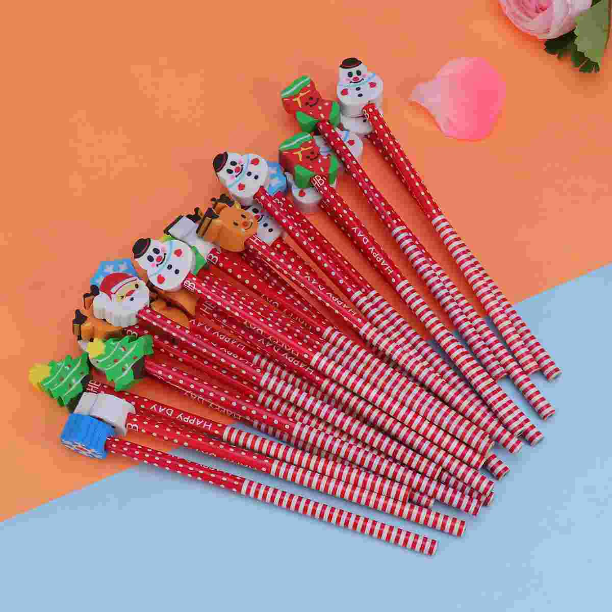 

24 Christmas Pencils with Eraser Pencils Students Writing Tools Xmas Stocking Stuffers for Drawing Writing Drafting ( and