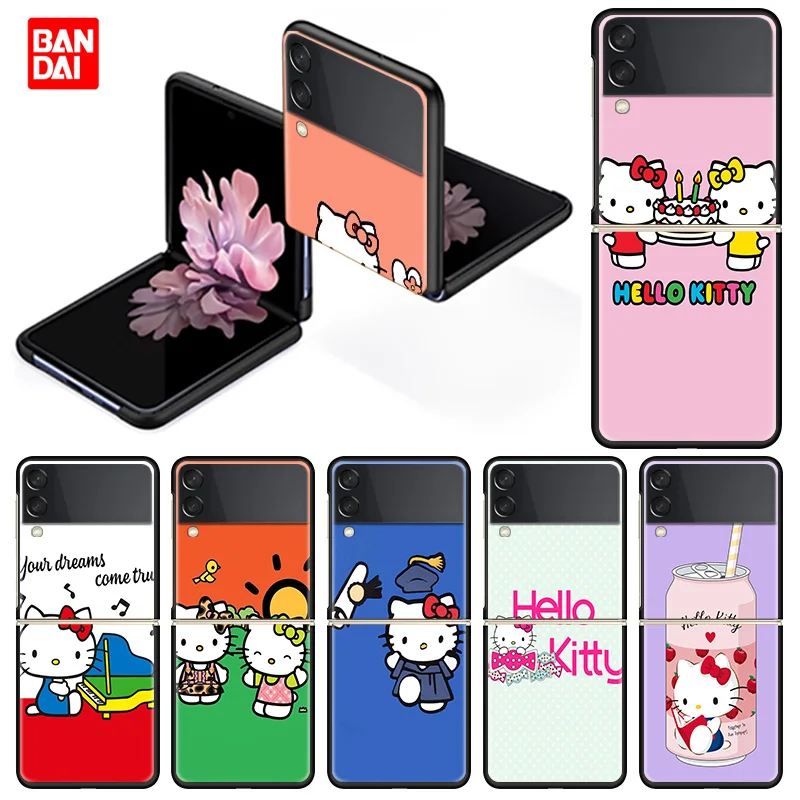 

Hello Kitty Super Phone Case For Samsung Galaxy Z Flip Flip3 Zflip Zflip3 5G Hard Plastic Thin Luxury Black Cover Matte Cell