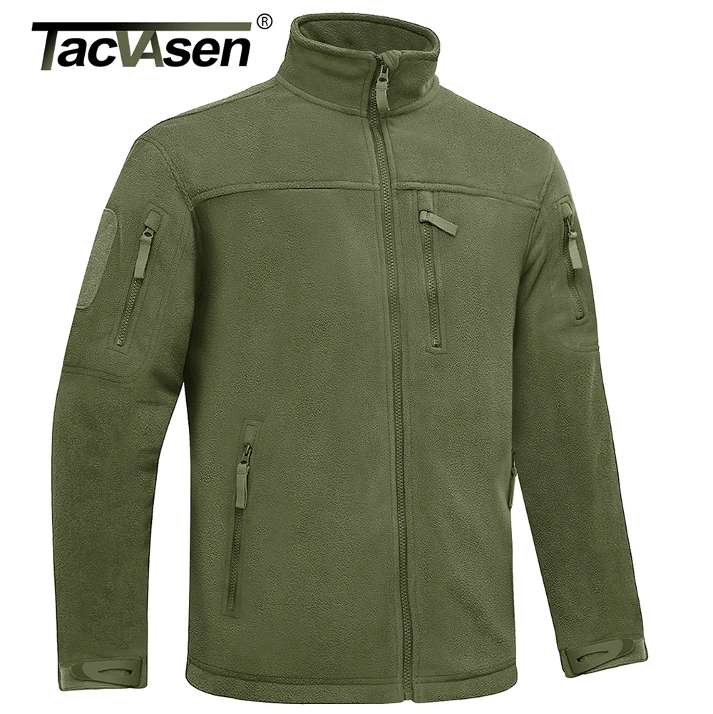 

TACVASEN Winter Tactical Fleece Jacket Mens Army Military Hunting Jacket Thermal Warm Security Full Zip Fishing Work Coats Outer