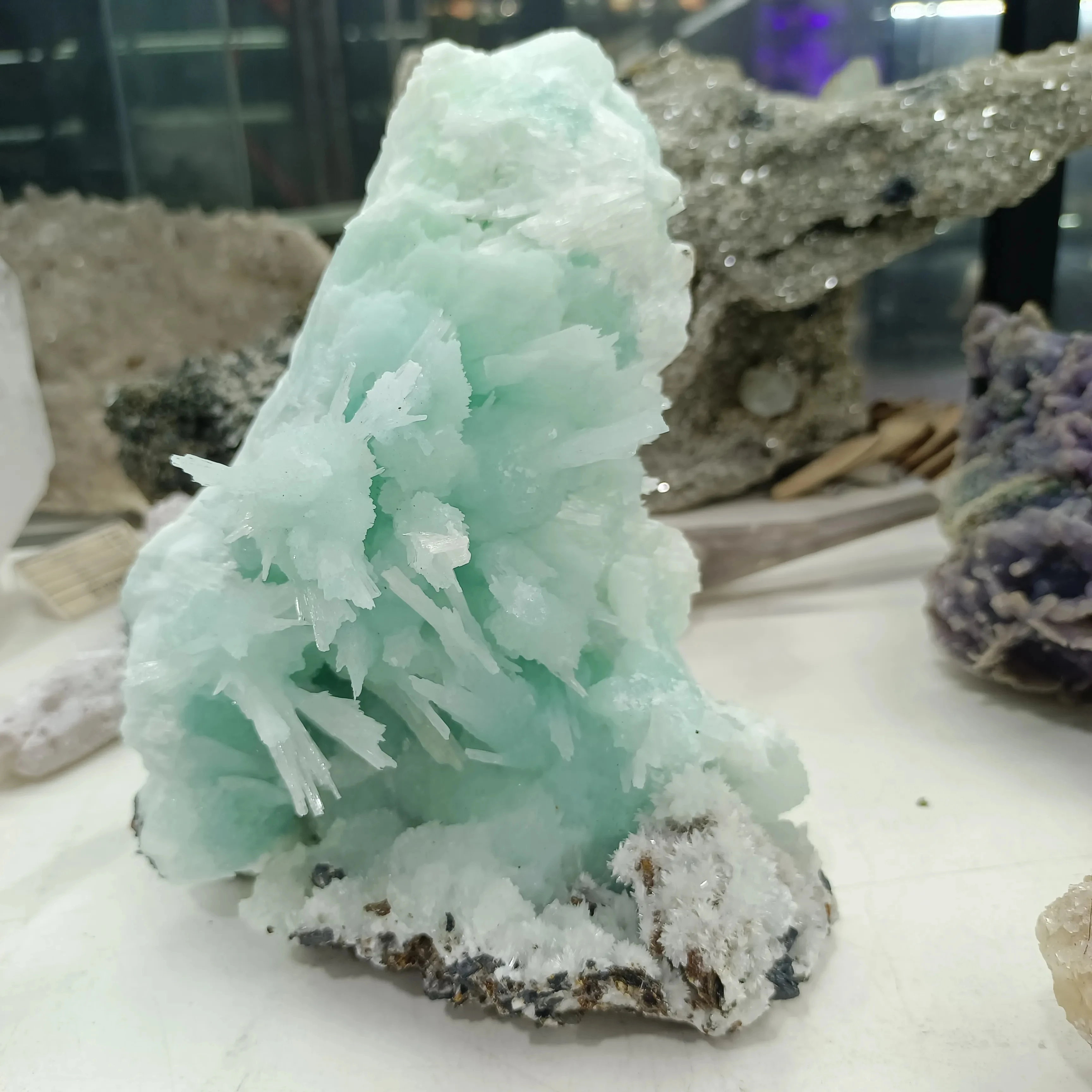 Удивительный красивый натуральный синий арагонит Кристалл Кластер