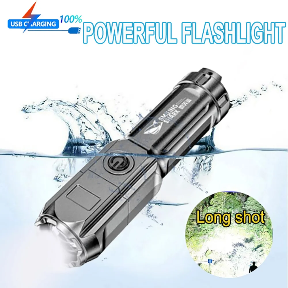 

Portable Tactical LED Flashlight USB Rechargeable Powerful Torch Zoom Highlight Light Outdoor Waterproof LED Lights Camping