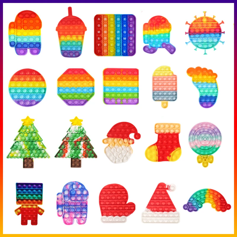

Подвижные игрушки, пуш-поп, антистрессовые пузырьки, сенсорные детские игрушки, мягкие силиконовые игрушки для детей, рождественский подарок