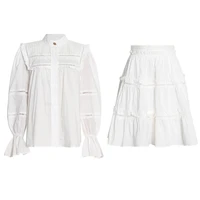 original brand fashion luxury niche design skirt suit single breasted hollow stitching shirt high waist casual short skirt