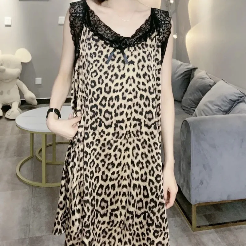 

Summer Spaghetti Strap Sexy Nightgown Sleepwear Rayon Nightdress Intimate Lingerie Casual Home Dress Lingerie Loose Sleepdress