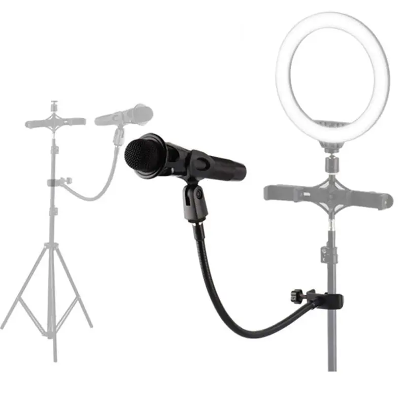 

1PC Iron Desk Mic Stand Universal Hose Shelves With Heavy Duty Desk Clamp Microphone Stand Mic Clip Holder Mic Arm Desk Mount
