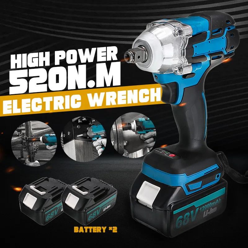 

18V Electric Impact Wrench Adjustable Rechargeable Brushless 1/2 Socket Cordless Electric Tool For Makita Battery Электрический