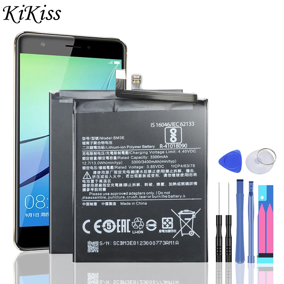 

Free Tools For Xiao mi BM3E 3400mAh Battery For Xiaomi Mi 8 Mi8 M8 BM 3E Phone Replacement Batteries + Tools