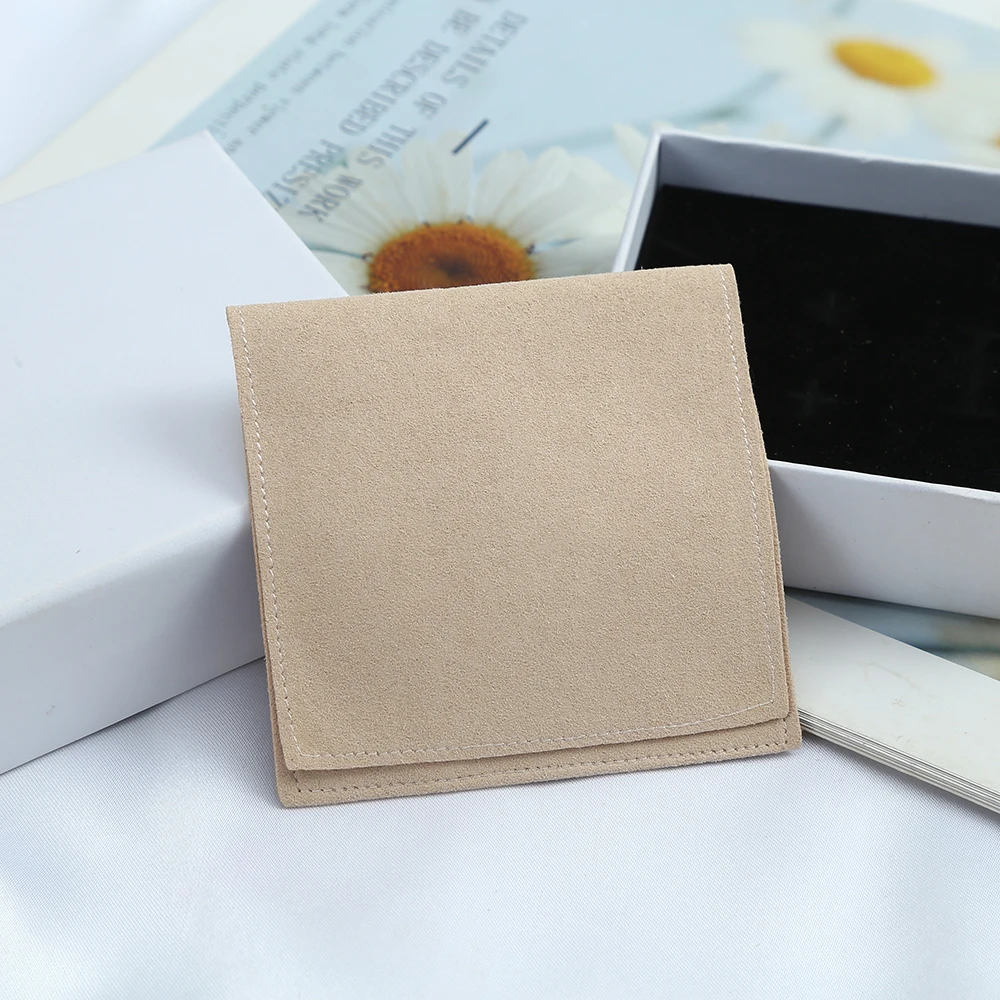 

5pcs Beige Microfiber Velvet Bag Small Jewelry Pouches Organizer for Earrings Necklace Ring Wedding Favors For Guests Candy bags