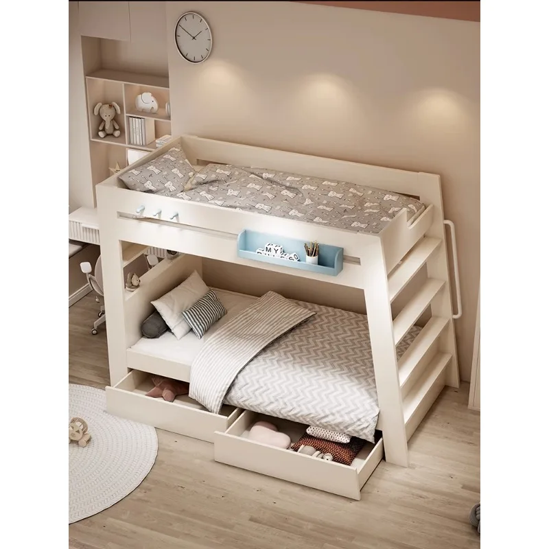 Children's bed with the same width bunk bed, two-story solid wood frame, adult bunk wooden bed, staggered high and low mother be
