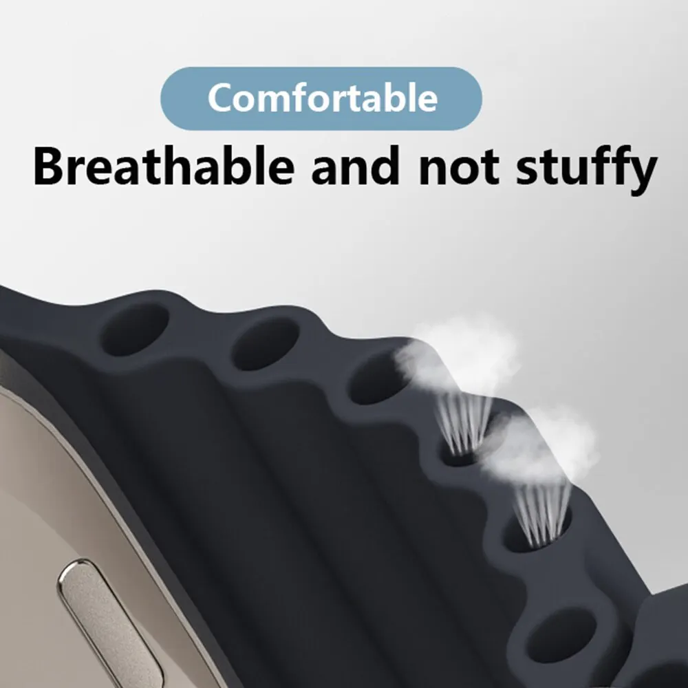 Силиконовый ремешок Ocean для Apple Watch Ultra Band 49 мм 1 2 спортивный оригинальный браслет