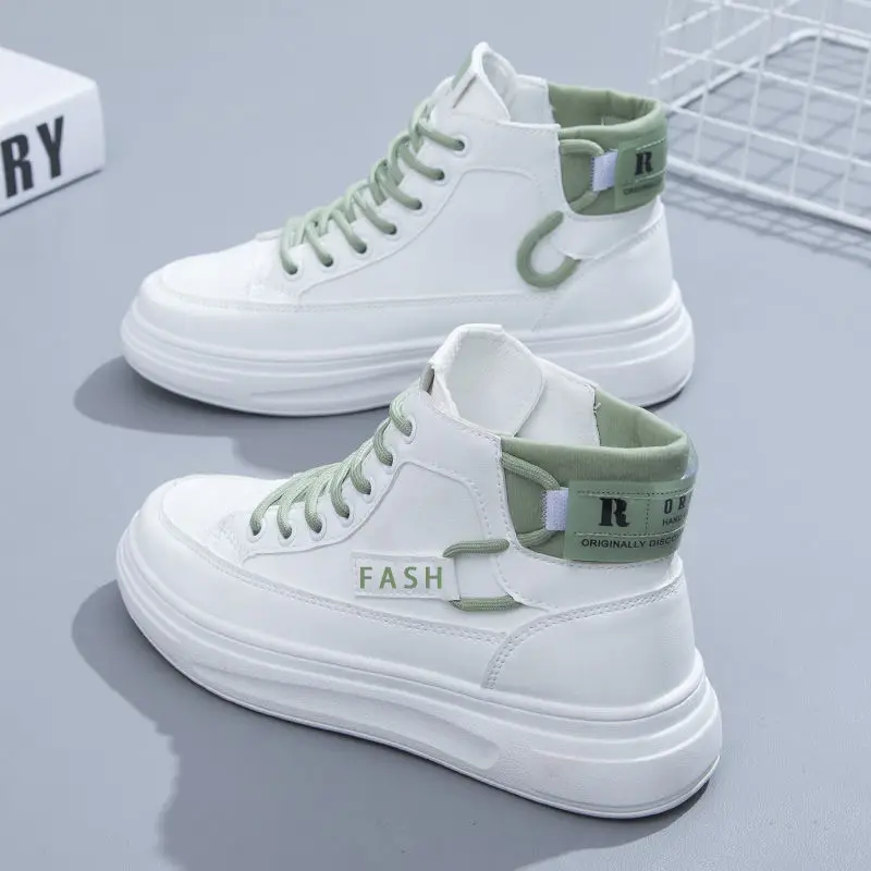 

High/Low Top Sneakers for Women's Sport Shoes Lace Up Leather Casual Spring Autumn Shoe Platform Woman Vulcanize Shoes