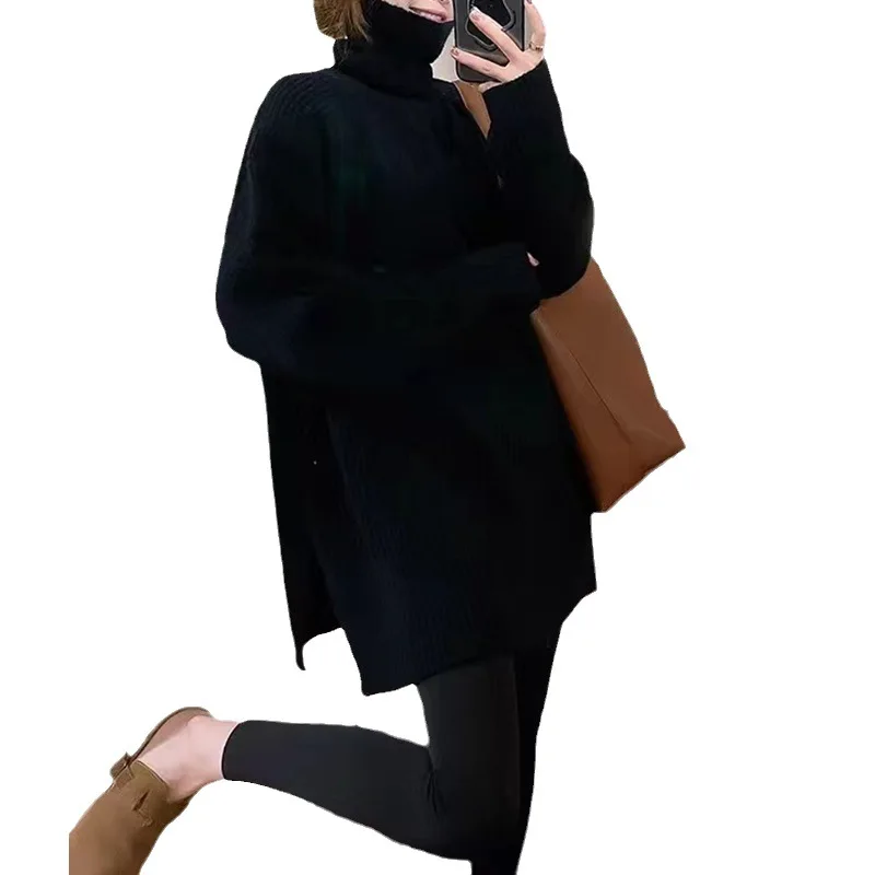 Женская Повседневная шерстяная водолазка кашемировый свитер на осень и зиму