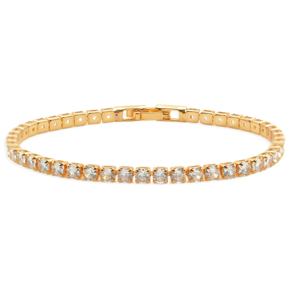 14K Gold Plated 3mm Cubic Zirconia Classic Tennis Bracelet for Women Girl 6.5-7.5 Inch Dropshipping Dainty Jewellery Hip Hop images - 6