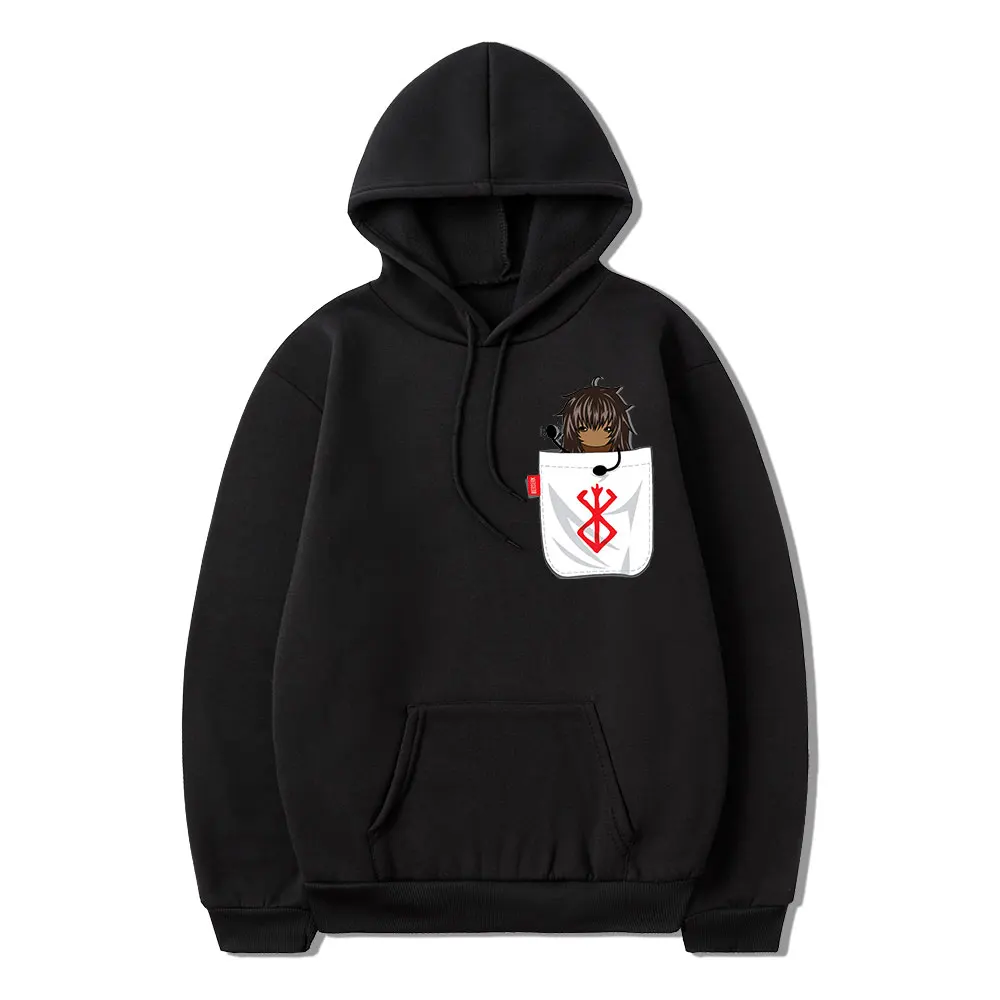 

Anime Berserk Guts Harajuku One Piece Pocket Comic Print Winter Long Sleeve Loose Casual Sports Man Hoodie Hip Hop Oversized