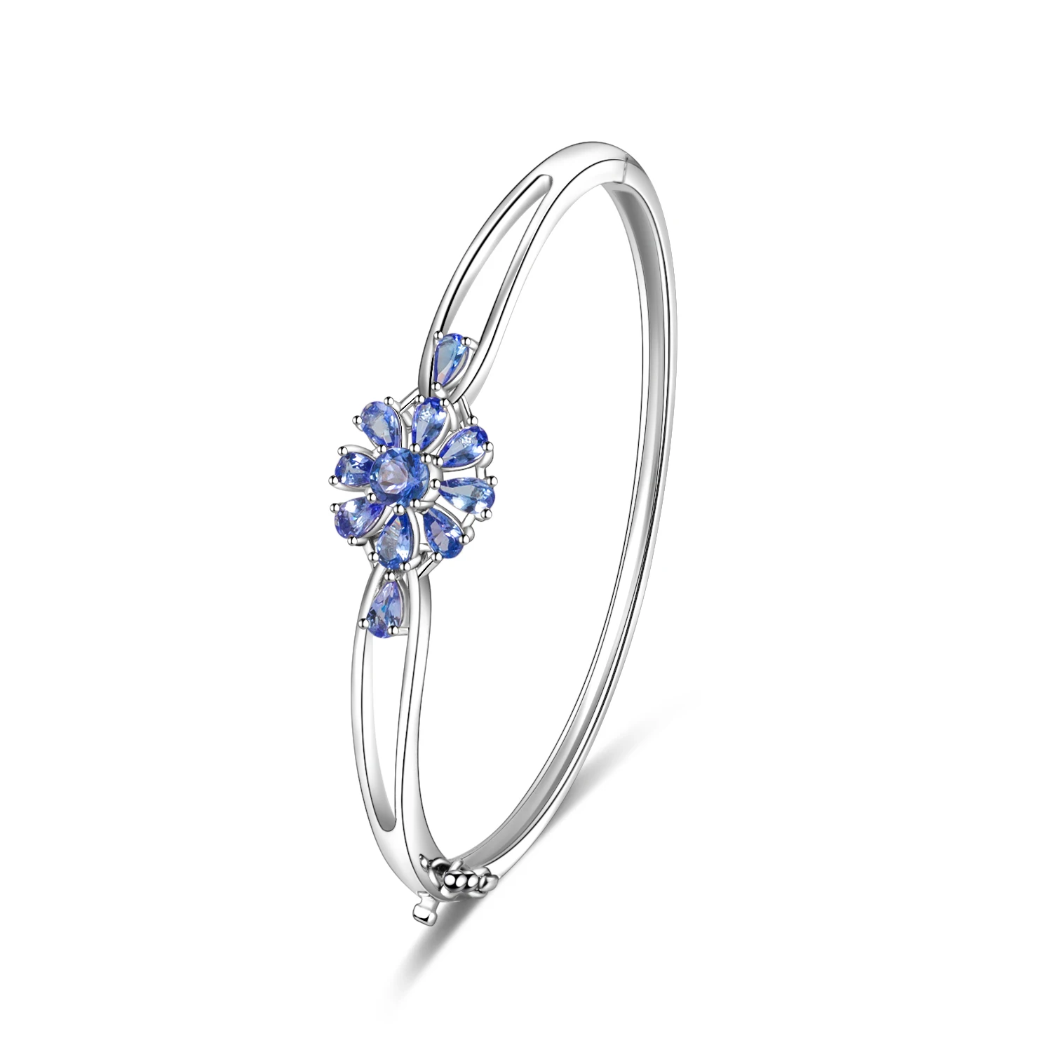 

Noble Classics 925 Sterling Silver Tanzanite Cuff Flower Bracelet Party Gifts
