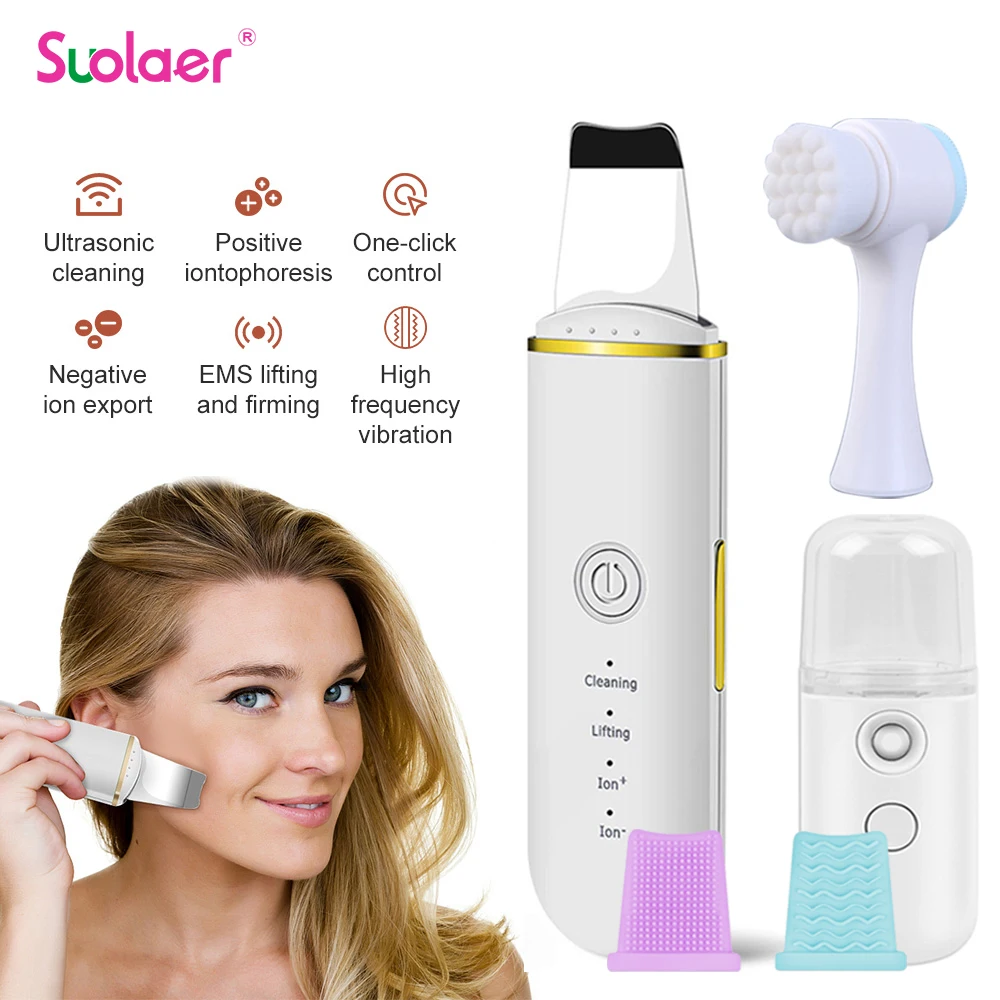 

Facial Spatula Ultrasonic Skin Scrubber Blackhead Remover Deep Face Cleaning Lift Machine Peeling Shovel Pore Cleaner Skin Care
