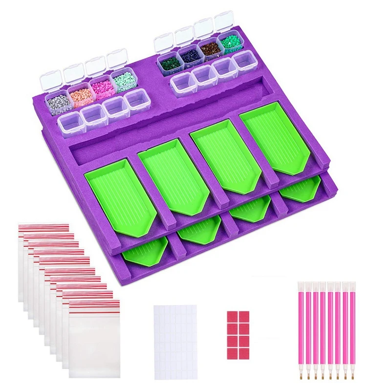 

2 Pieces Diamond Tray Organizer Drill Tray Organizer Diamond Embroidery Boat Holder and Diamond Painting Accessories