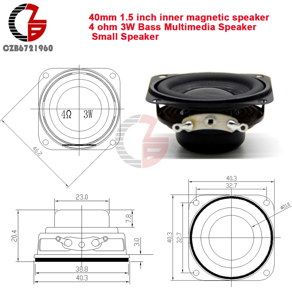 

40MM 45mm 50MM 53mm Mini Audio Portable Speakers 16 Core 4 Ohm 5W Full Range Speaker Rubber Side NdFeB Magnetic Speaker 4R5W