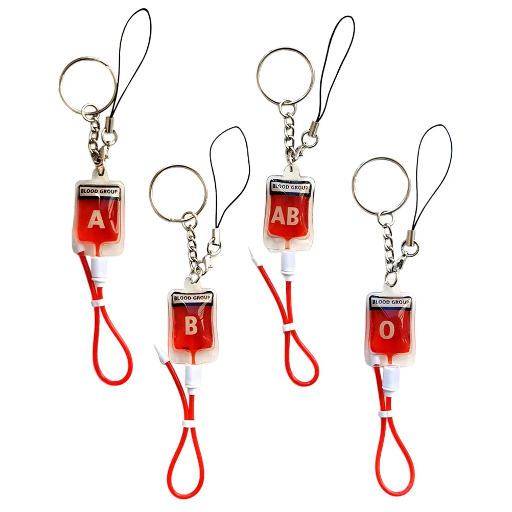 

4 Pcs Key Chains Keychain Metal Little Blood Bags Hanging Decoration Holder Office