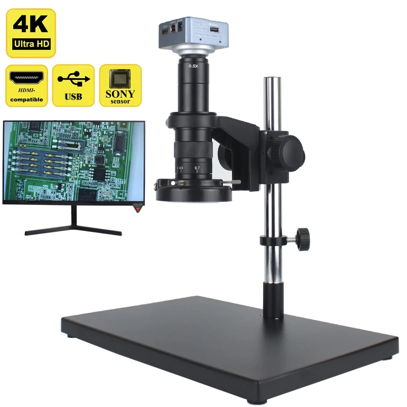 

4K Ultra HD 1080P HDMI USB Digital Video Microscope Camera 180X 300X C-Mount Lens Professional Phone PCB Soldering Repair Tools
