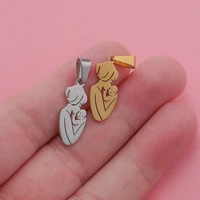 stainless steel mother kid pendant charm metal mother holding baby pendant for making nekclace family love necklace pendant