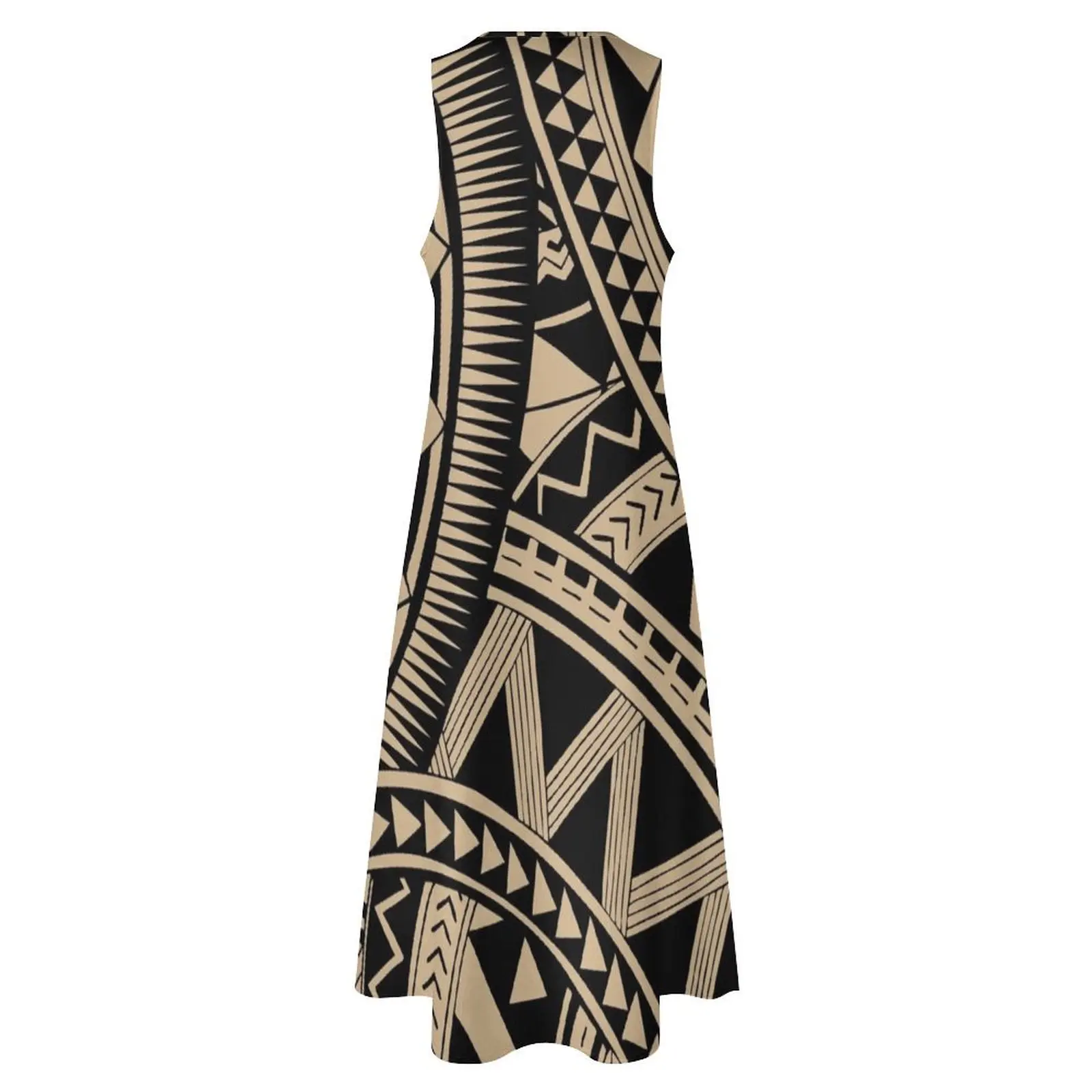 Полинезийское самоанское Черное длинное платье с татуировкой дизайнерское на