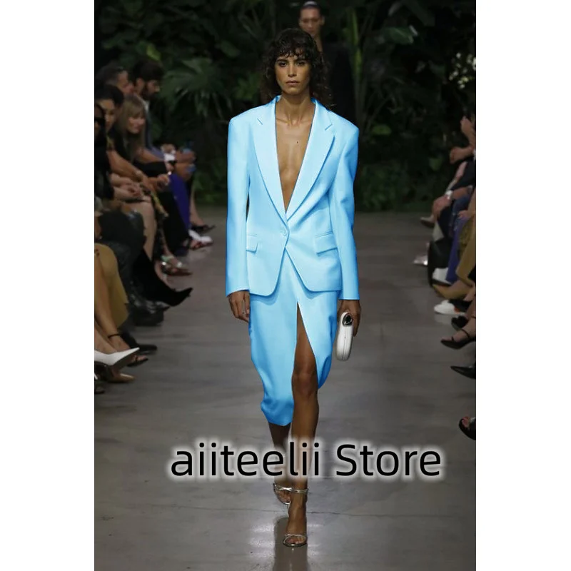 Women's 2-piece Suit Fashionable Solid Color Casual Single Breasted Deep V-neck Slim Fitting Suitable for Business Elegant 2023