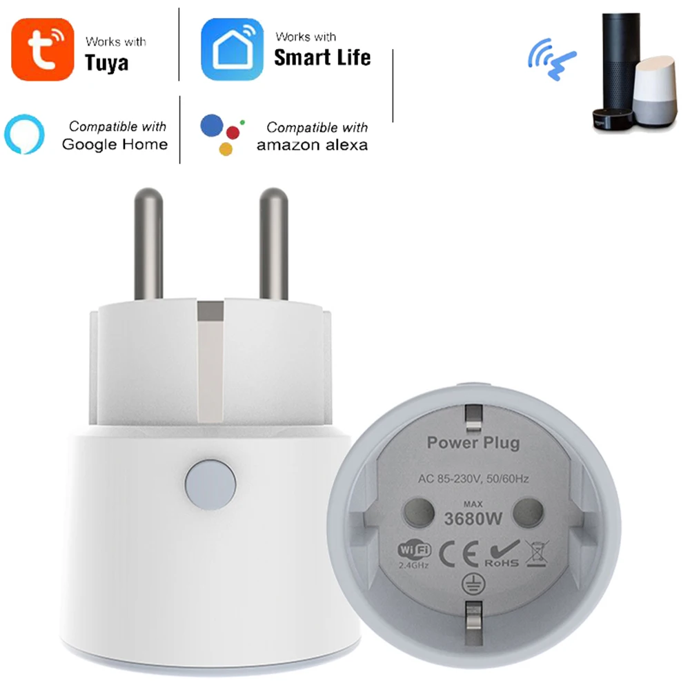 

Smart Plug WiFi Socket EU 10A/16A Power Monitor Timing Function Tuya Support APP Control Works With Alexa Google Assistant