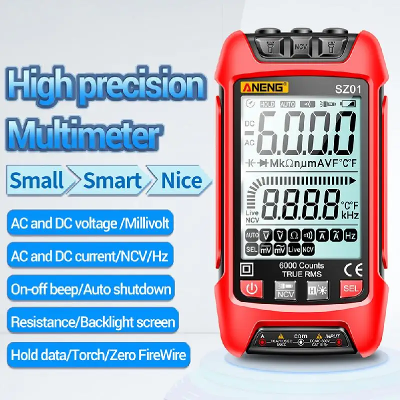

Multimeters Smart Digital Multimeter True RMS Auto Electrical Capacitance Meter AC DC Voltage Resistance Transistor Testers Tool