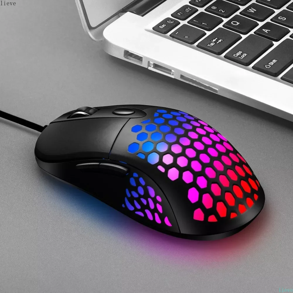 

USBOptical Wired Mouse 4600DPI Ultra Light Hollow RGB Lighting Color GamingMouse Free Standard Logistic Order Number Tracking