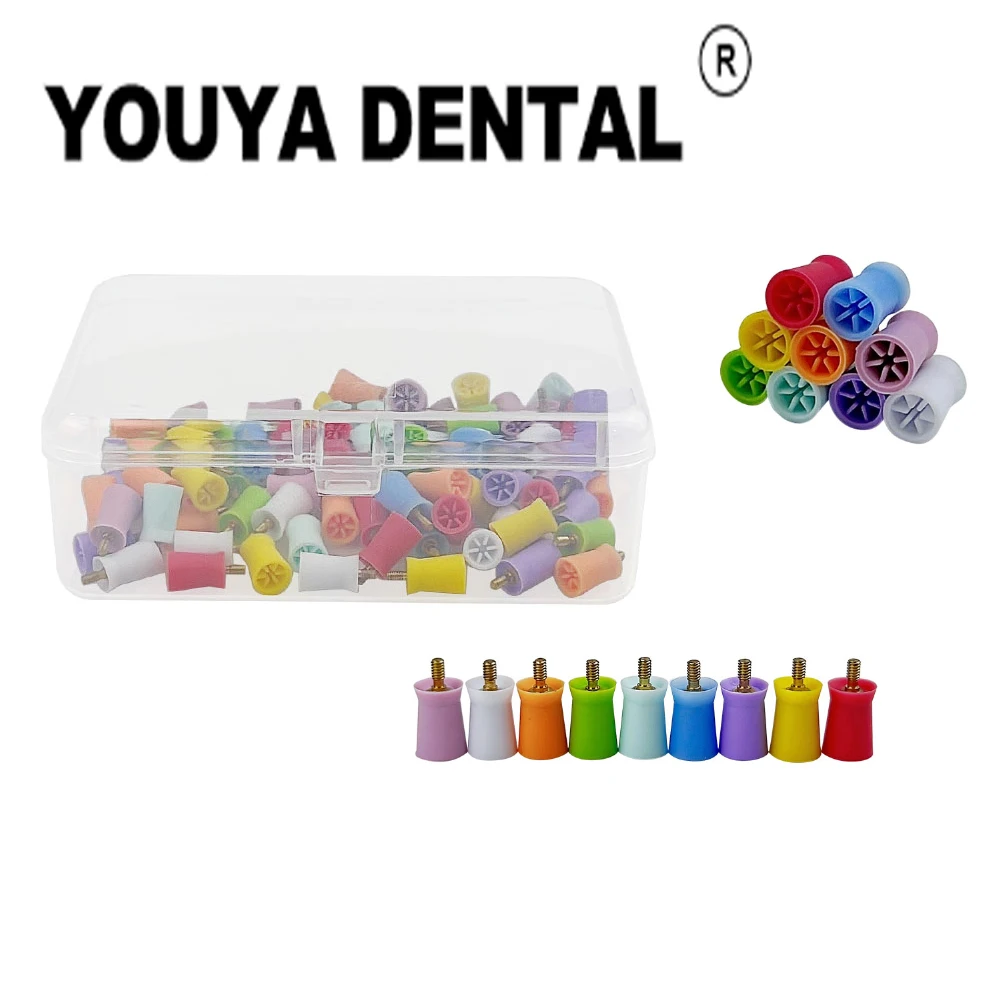 100pcs Dental Pages Prophy Polishing Cup Screw-in Tooth Polish Polishing Brush Prophy Cup for Low Speed Handpiece Oral Hygiene