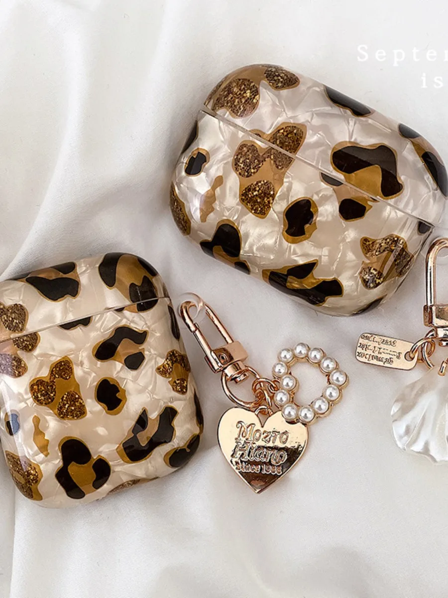 

for airpods Pro 2 bluetooth earphone protective case shell leopard print belt hanging chain AirPods 3 generation protective case
