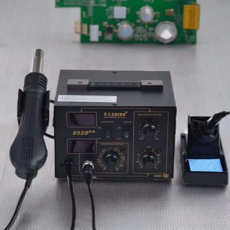Паяльная станция SAIKE 2в1 SMD паяльник паяльная с горячим воздухом 852D++