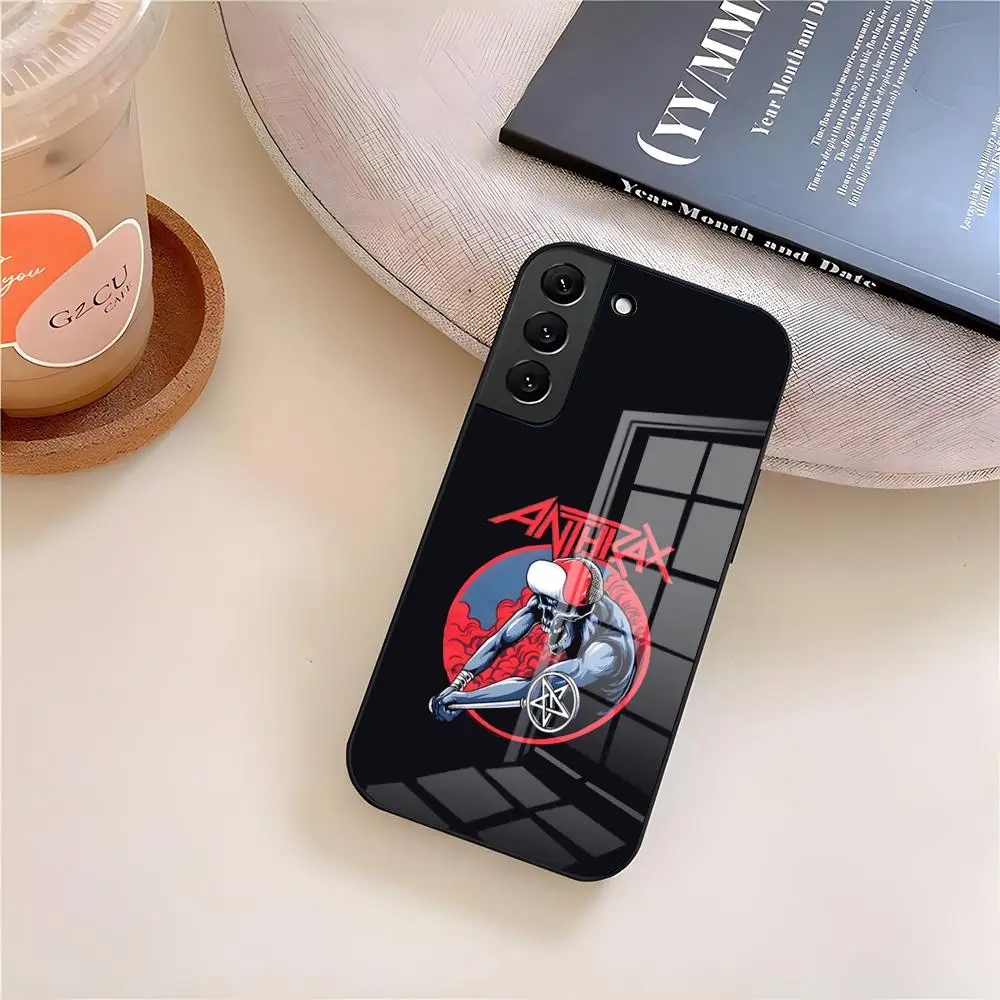 Фото Чехол для телефона с изображением группы Heavy Metal A-Anthrax для Samsung S26 S25 S24 S23 S22 Ultra Plus Fe A57 A37 A17 A27 5G, стеклянная накладка №4