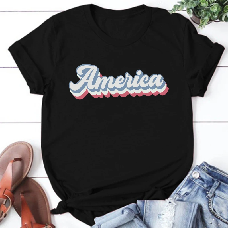 

Retro America Shirt America Tshirt Patriotic Tee Memorial Day Shirts Fourth of July T-Shirt USA Retro 4th of July Tees L