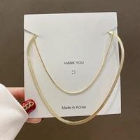 double layer gold plated titanium steel chain necklace for women simple one piece gold snake choker necklace dropshipping