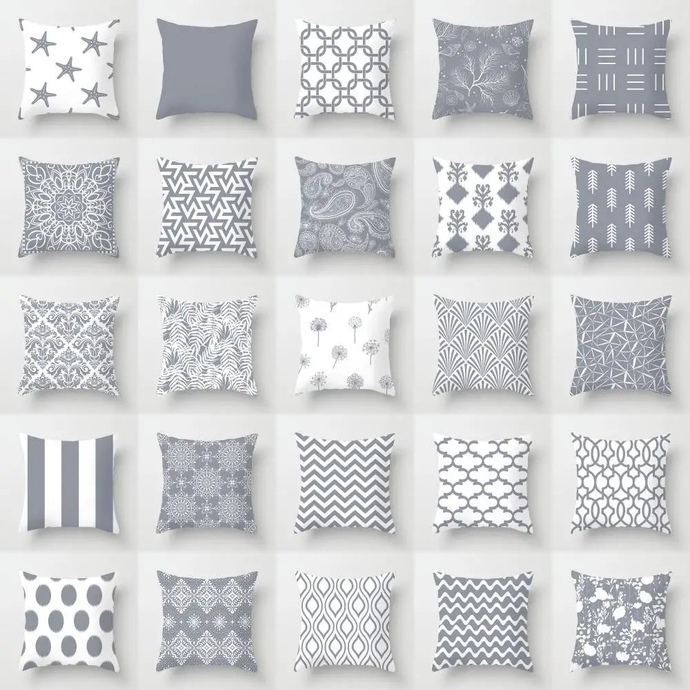 

European Grey Pillowcase Geometric Pillowcase Sofa Cushion Cover Garden Hotel Outdoor Seat Cushion Cover Decorative Accessories